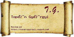Topán Györgyi névjegykártya